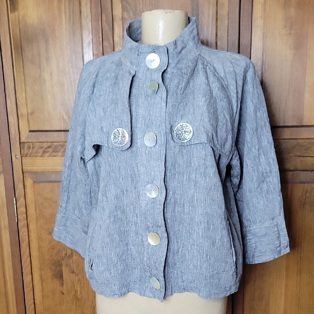 WEAVZ 100% Linen Loose Fit Blazer Jacket Sz XL